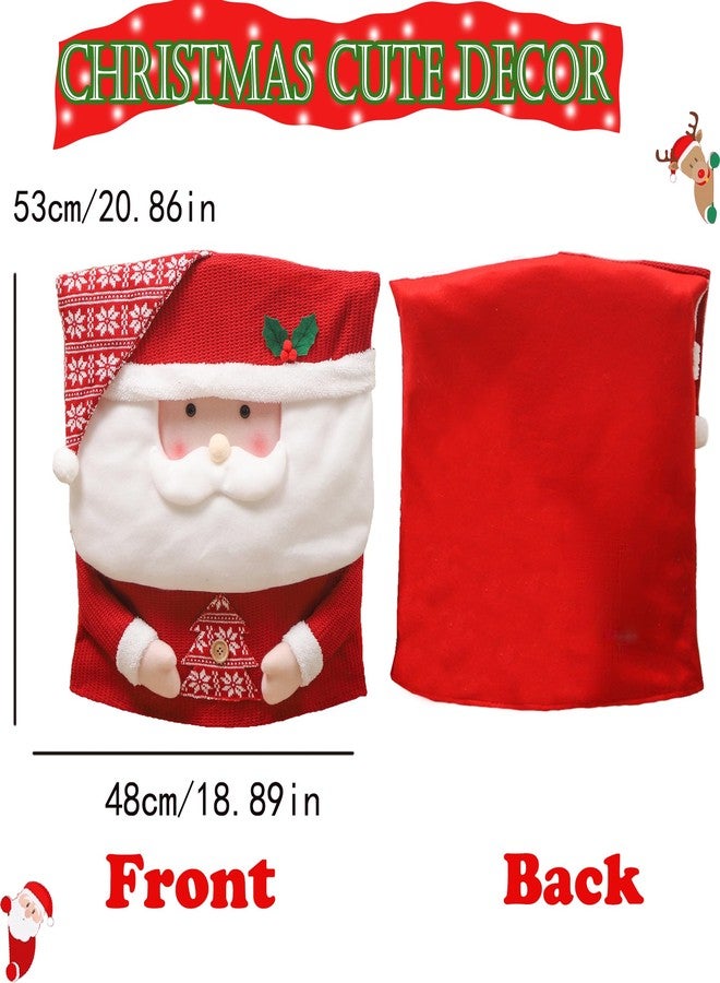 Fhberni Santa Claus Christmas Chair Covers Cute Dining Room Slipcovers Kitchen Removable Washable Parsons Protector for Xmas Holiday Kitchen Universal Size - Image 3